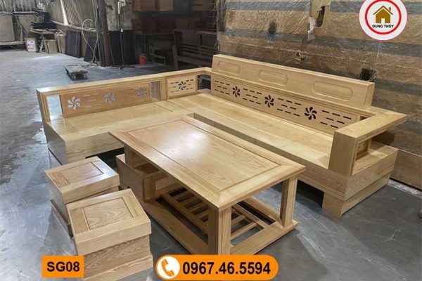 Bộ ghế sofa góc hoa gỗ sồi Nga SG08