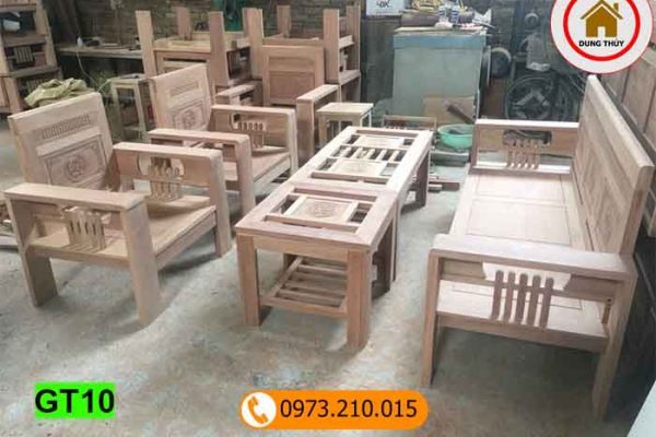 bộ bàn ghế tựa tay 12 gỗ xoan đào GT10