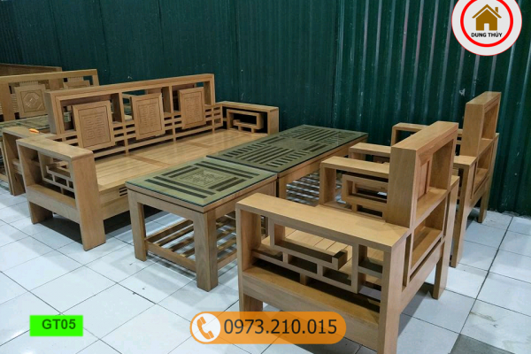 bàn ghế gỗ phòng khách chung cư