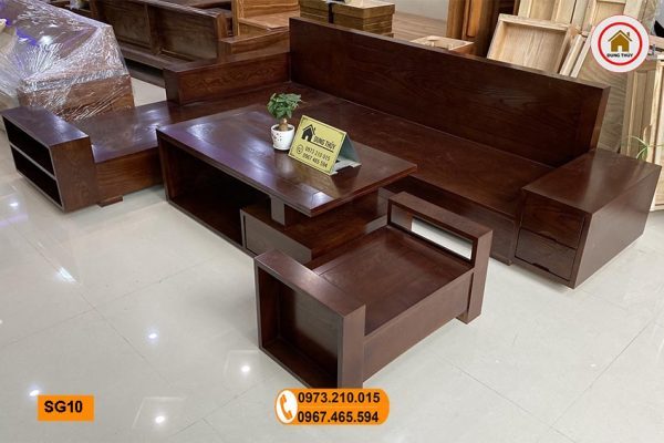 Bộ bàn ghế sofa hộp 2 ngăn kéo gỗ sồi Nga SG10