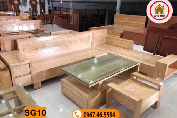 Bộ bàn ghế sofa hộp 2 ngăn kéo gỗ sồi Nga SG10
