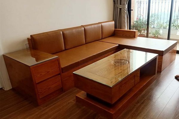 Bộ bàn ghế sofa hộp 2 ngăn kéo gỗ sồi Nga SG10
