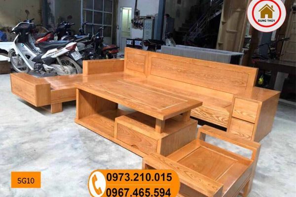 sofa 2 ngăn kéo gỗ sồi SG10