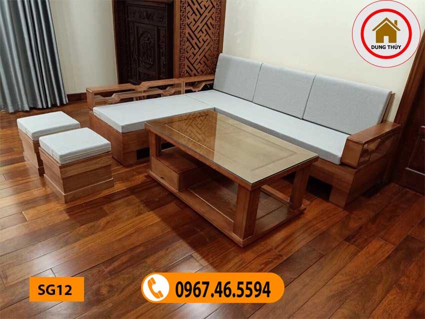 sofa gỗ tự nhiên đẹp phòng khách SG12