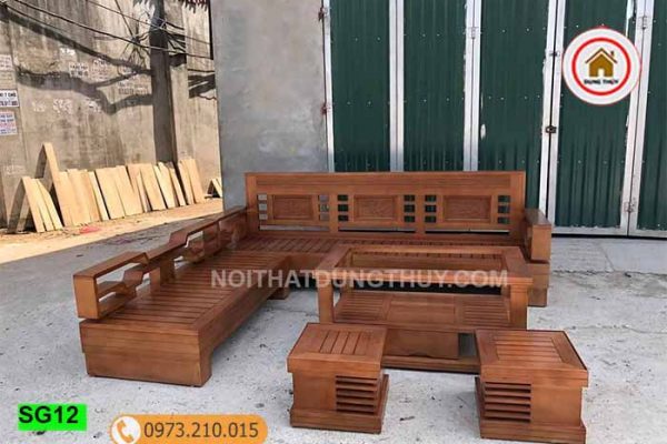 Bộ ghế sofa tay chéo góc lá me gỗ sồi Nga SG12