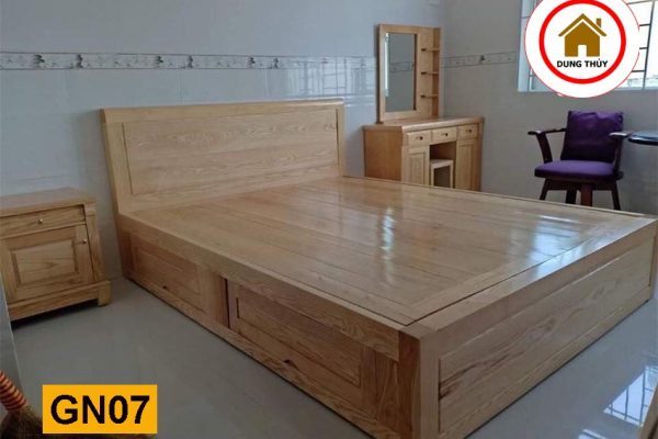 Giường ngủ 2 ngăn kéo gỗ sồi Nga GN07 chất
