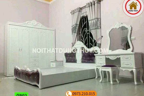 giường ngủ phun sơn trắng GN03