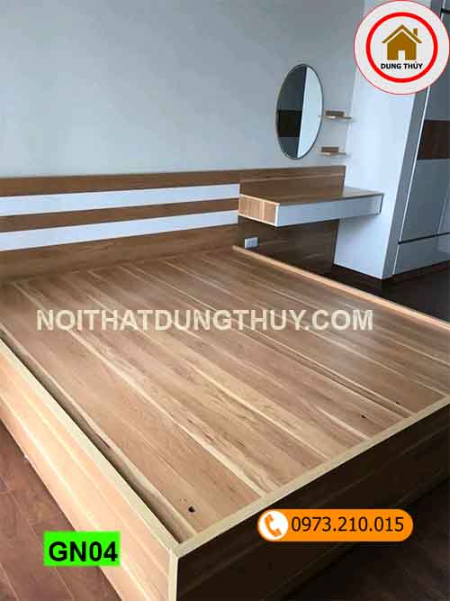 Giường ngủ gỗ công nghiệp phun sơn trắng GN04
