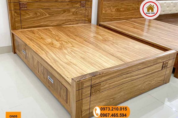 Giường ngủ 2 ngăn kéo gỗ hương xám cao cấp GN05
