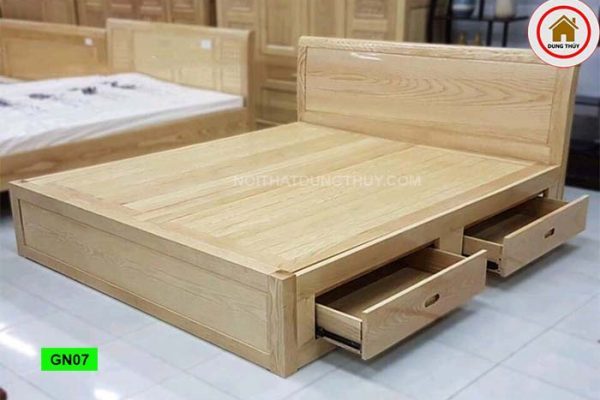 Giường ngủ có ngăn kéo gỗ sồi Nga GN07