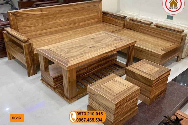 sofa góc trứng gỗ hương xám SG13 đẹp