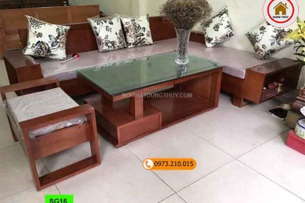 Bộ ghế sofa hộp gỗ xoan đào SG16