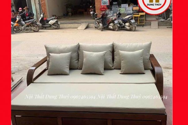 Giường gấp thành ghế sofa gỗ sồi Nga GN08