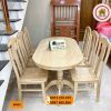 Bàn ăn 6 ghế bầu dục gỗ sồi Nga BA02