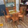 Bộ bàn ghế ăn tròn 6 ghế gỗ sồi Nga BA03