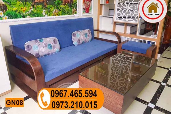 Giường gấp thành ghế sofa gỗ sồi Nga GN08