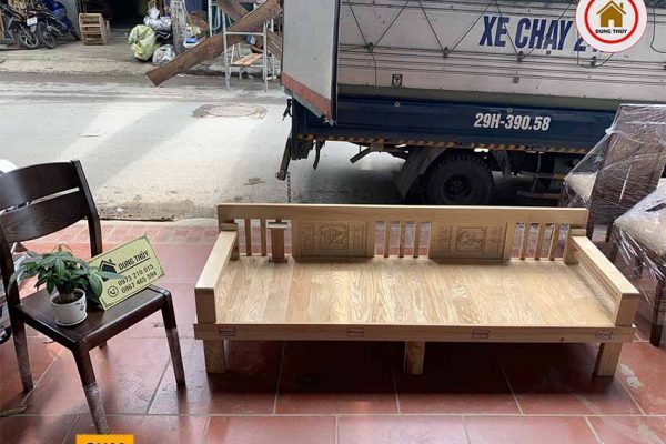 Giường gấp thành ghế sofa gỗ sồi Nga GN08