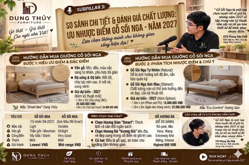 Ưu nhược điểm của giường ngủ gỗ sồi Nga