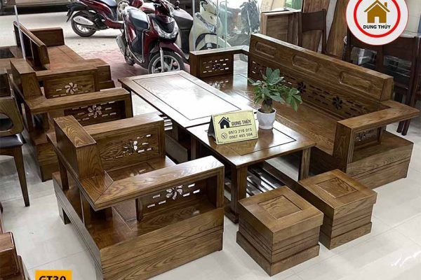 Bộ ghế đối tựa hoa thủng gỗ sồi Nga GT19