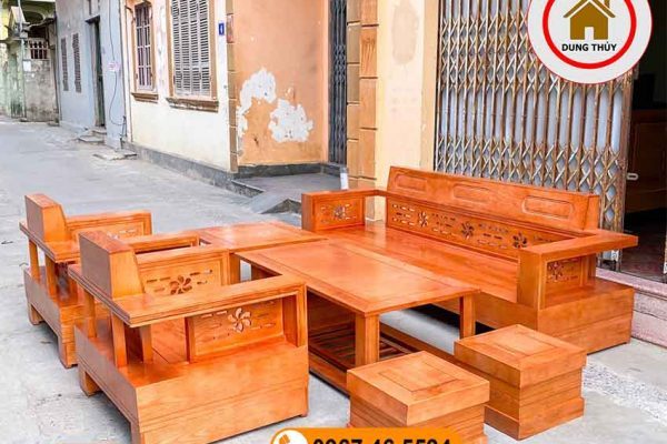 ghế đối tựa đục hoa gỗ sồi Nga GT19