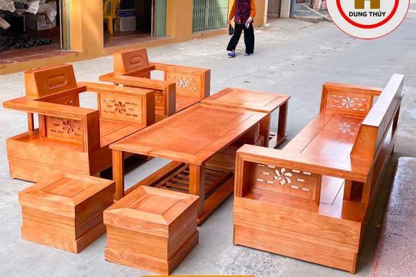 ghế đối tựa đục hoa gỗ sồi Nga GT19
