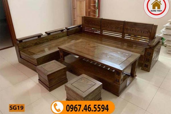 Bộ ghế sofa tay trứng mặt liền gỗ sồi Nga SG19