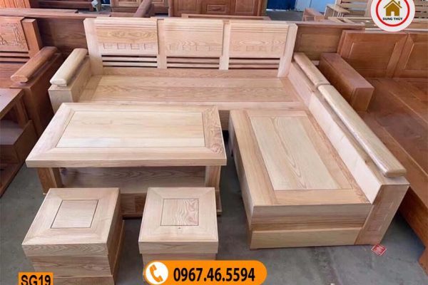 sofa góc trứng mặt liền gỗ sồi Nga SG19