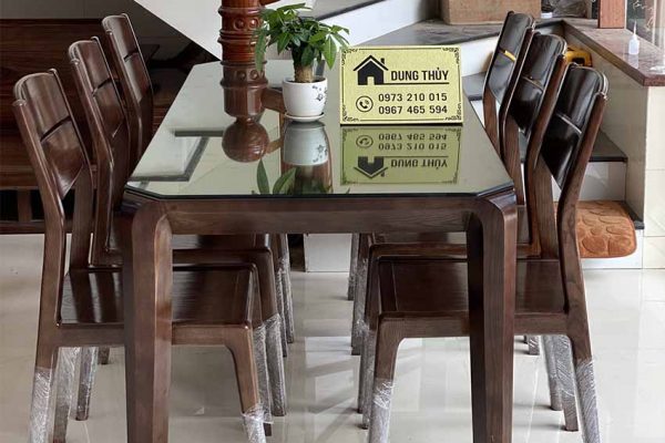 Bộ bàn ăn 6 ghế kiểu phương Tây gỗ sồi Nga BA05