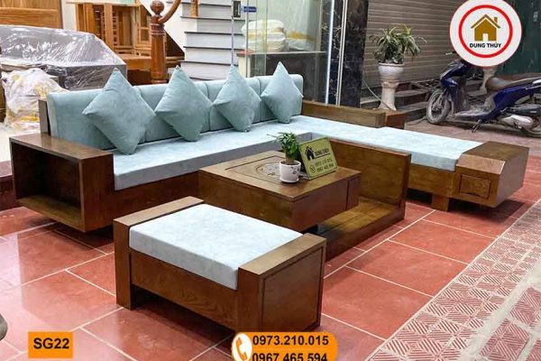 Bộ ghế sofa hộp ngăn kéo vát gỗ sồi Nga SG22