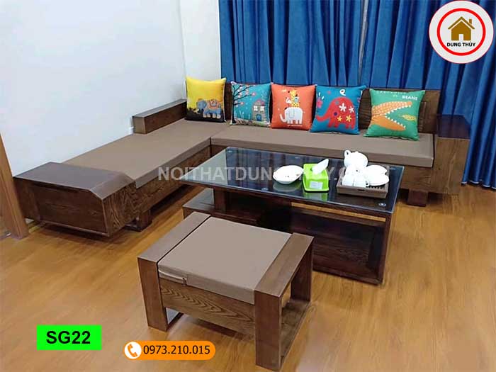 Bộ ghế sofa hộp ngăn kéo vát gỗ sồi Nga SG22