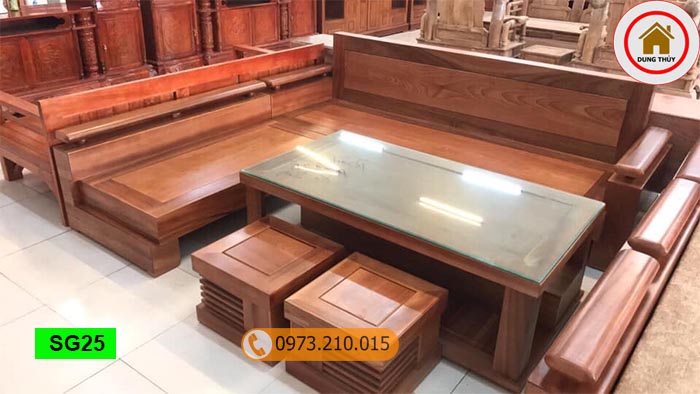 Bộ ghế sofa tay trứng gỗ xoan đào tựa liền SG25