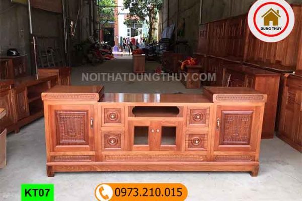 Kệ tivi để loa gỗ xoan đào KT07