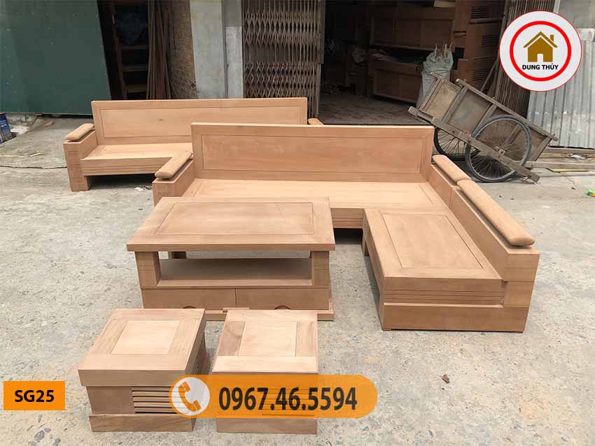 Bộ ghế sofa tay trứng gỗ xoan đào tựa liền SG25