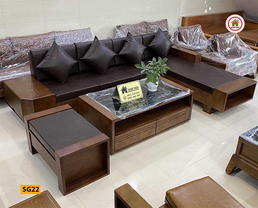 sofa góc chữ L ngăn kéo vát SG22