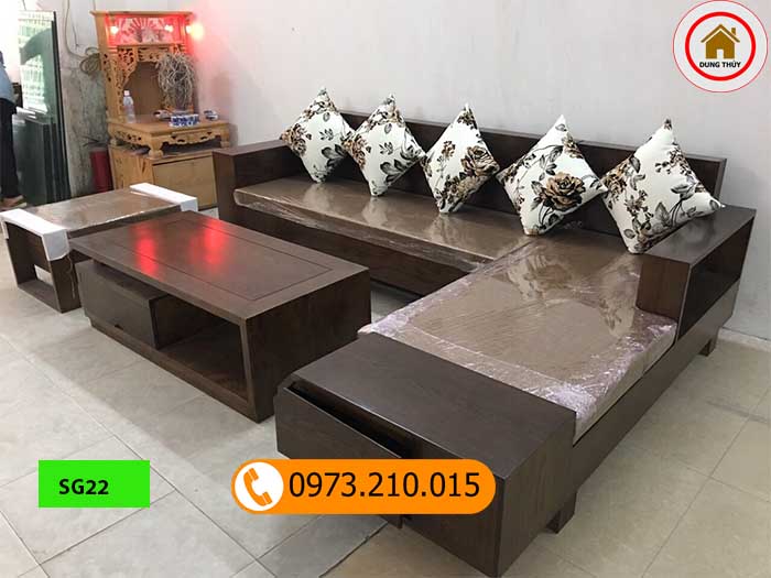 Bộ ghế sofa hộp ngăn kéo vát gỗ sồi Nga SG22