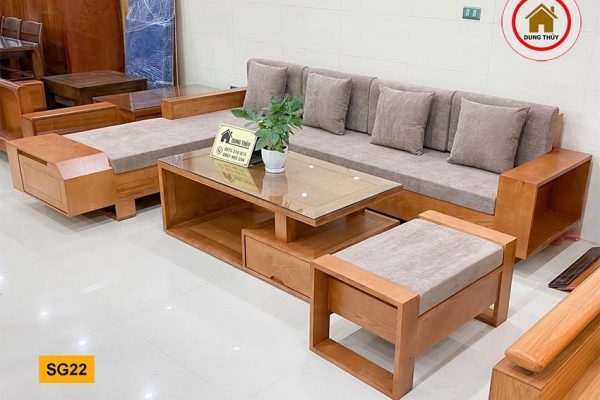 sofa ngăn kéo vát gỗ sồi SG22 xịn