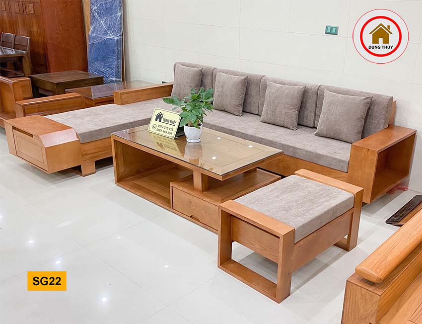 sofa ngăn kéo vát gỗ sồi SG22 xịn