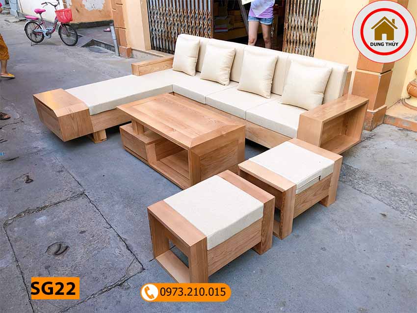 Bộ ghế sofa hộp ngăn kéo vát gỗ sồi Nga SG22
