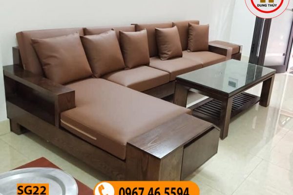 Bộ ghế sofa hộp ngăn kéo vát gỗ sồi Nga SG22