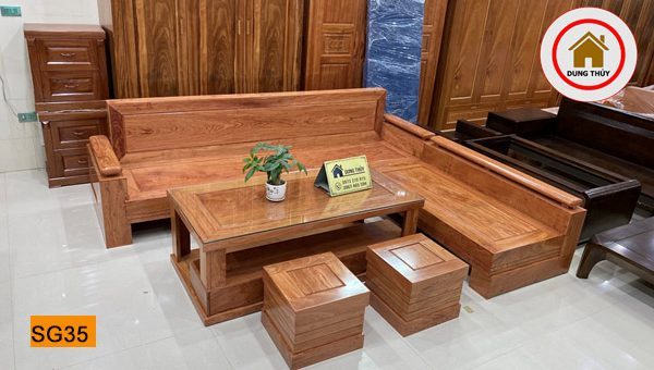Bộ ghế sofa góc trứng gỗ hương đá SG35