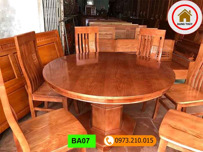 Bộ bàn ăn tròn 6 ghế gỗ xoan đào BA07