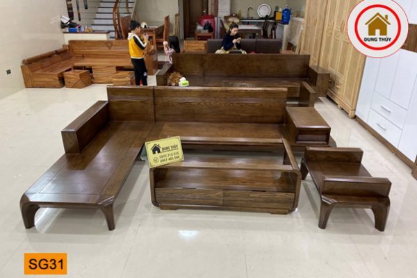 bộ ghế sofa chân cong gỗ sồi SG31