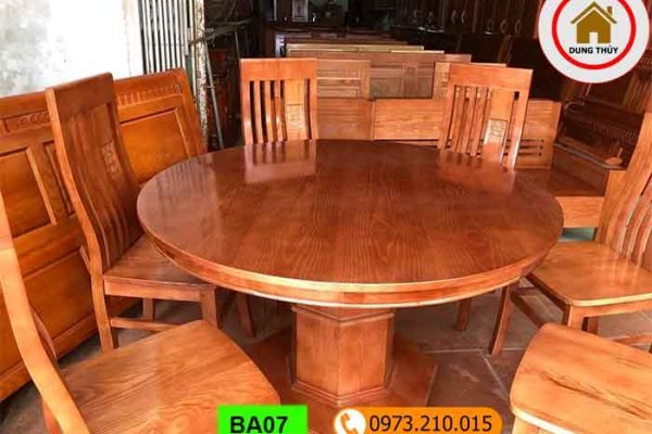 Bộ bàn ăn tròn 6 ghế gỗ xoan đào BA07
