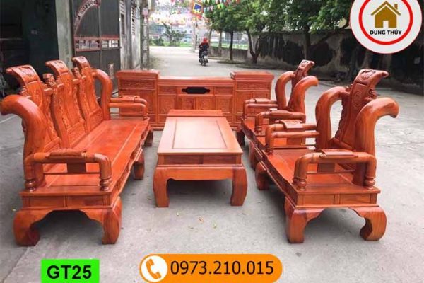 Bộ bàn ghế Tần Thủy Hoàng tay 12 gỗ hương đá GT25