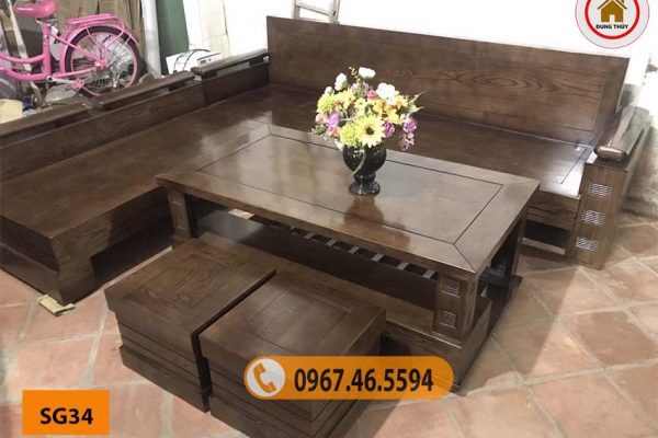 bộ ghế sofa gỗ tự nhiên cho chung cư SG34