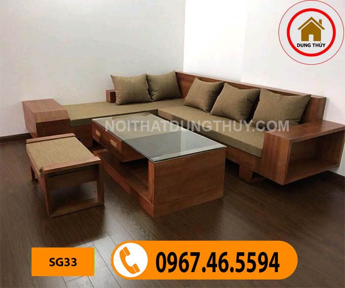 ghế sofa gỗ phòng khách cho văn phòng SG33