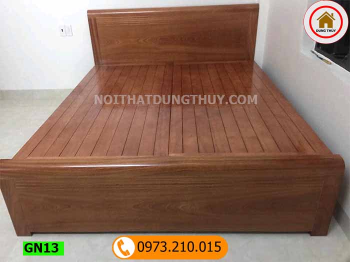 Giường ngủ gỗ xoan đào mặt nan màu óc chó GN13