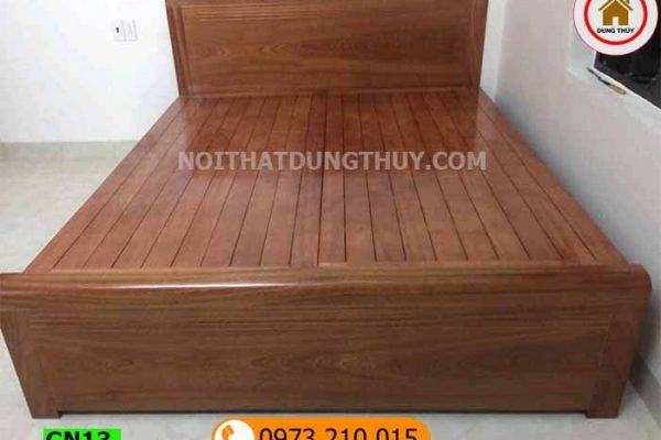 Giường ngủ gỗ xoan đào mặt nan màu óc chó GN13