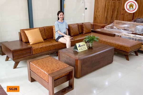 Bộ ghế sofa hộp chân oải gỗ sồi Nga SG28
