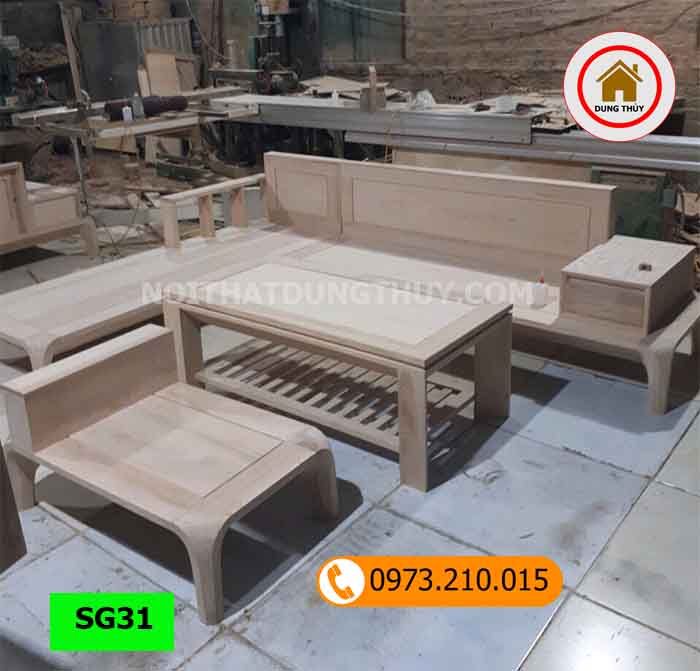 Bộ ghế sofa chân cong gỗ sồi Nga SG31
